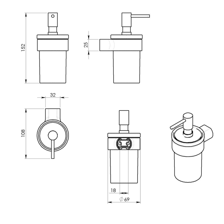 Gedy - Stenski dozirnik za milo PIRENEI 110 mm mlečna steklo/sijajni krom