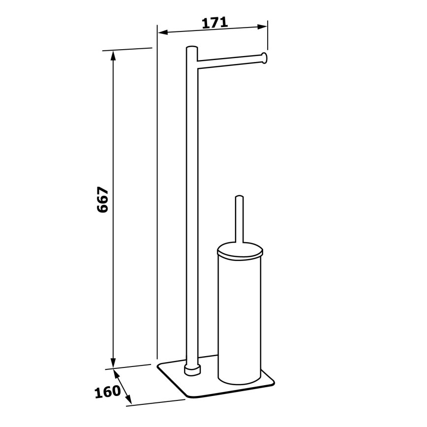 Gedy - Stoječa WC ščetka z držalom za toaletni papir FLORI, sijajni krom