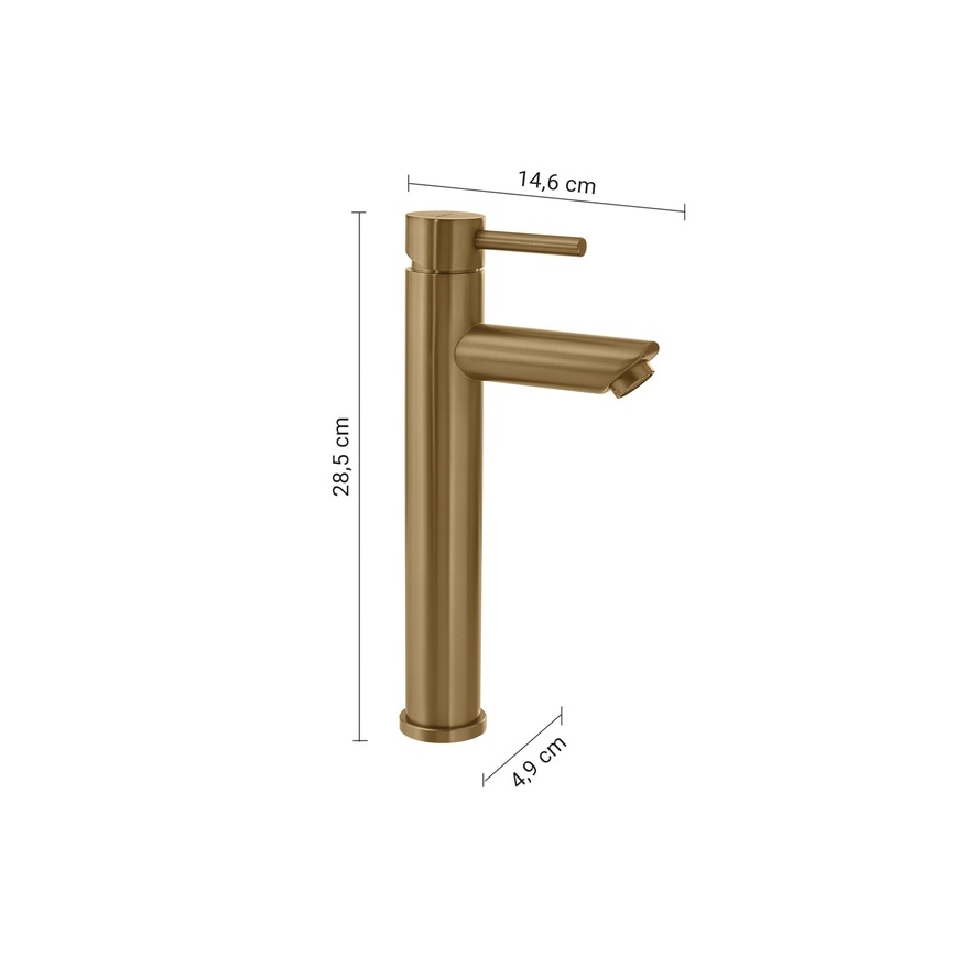Gedy - Umivalni mešalnik ALTO 28,5 cm zlata