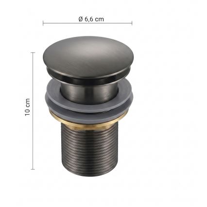 Gedy - Umivalni odtok CLICK-CLACK, premer 6,6 cm, metalik siva