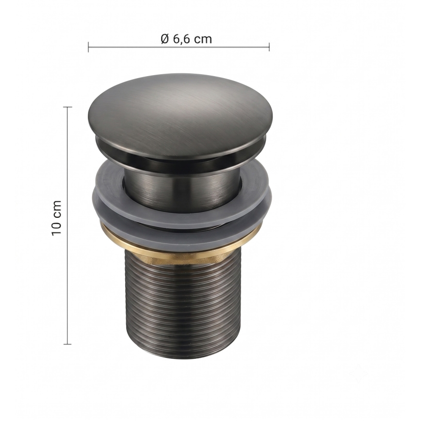 Gedy - Umivalni odtok CLICK-CLACK, premer 6,6 cm, metalik siva