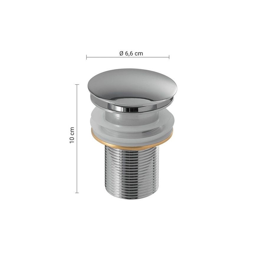Gedy - Umivalni odtok CLICK-CLACK, premer 6,6 cm, sijajni krom