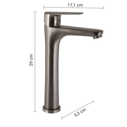 Gedy - Umivalniška armatura COMO, 29 cm, metalno siva