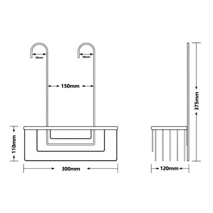 Gedy - Viseča polica za tuš SMART 37,5x30 cm metalik siva