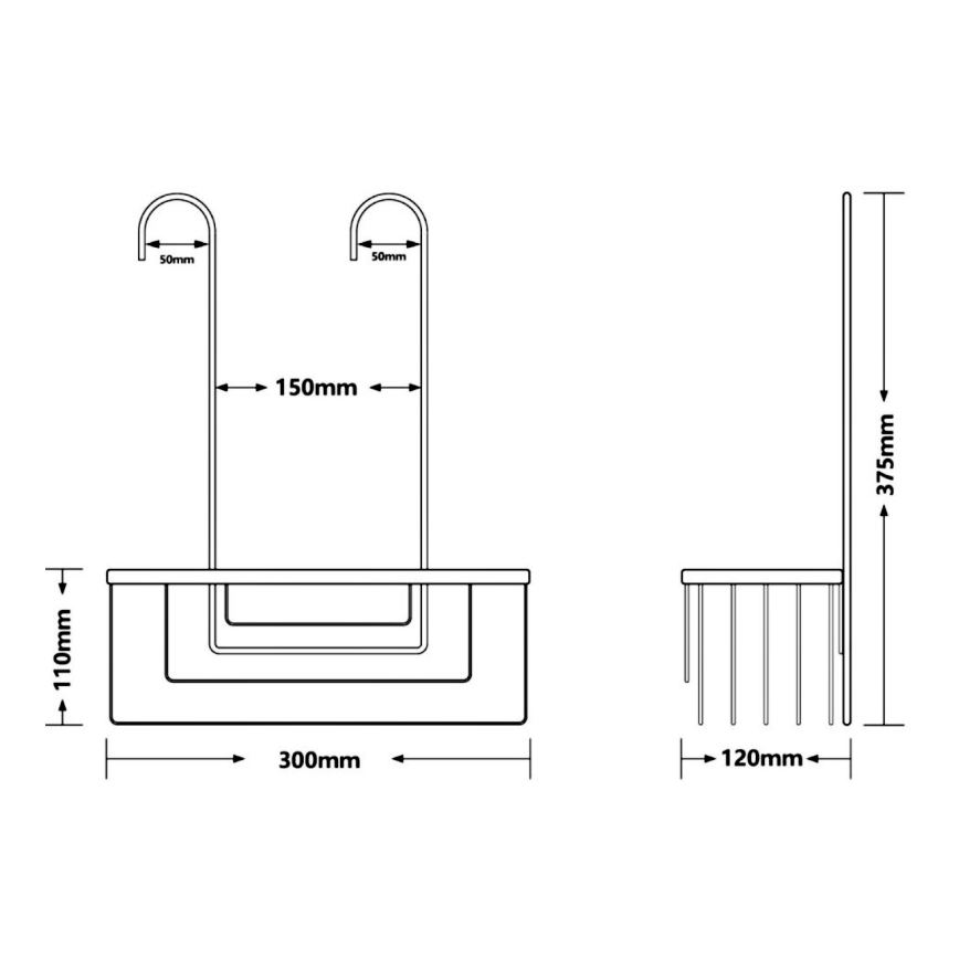 Gedy - Viseča polica za tuš SMART 37,5x30 cm metalik siva