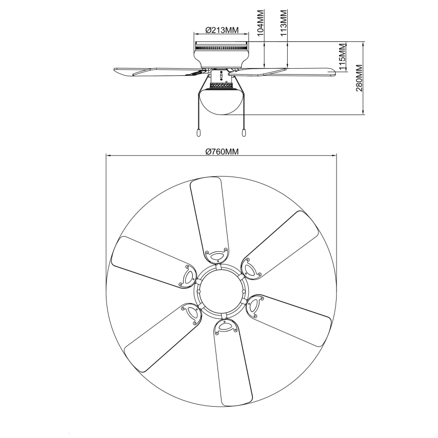 Globo - Stropni ventilator 1xE27/60W/230V