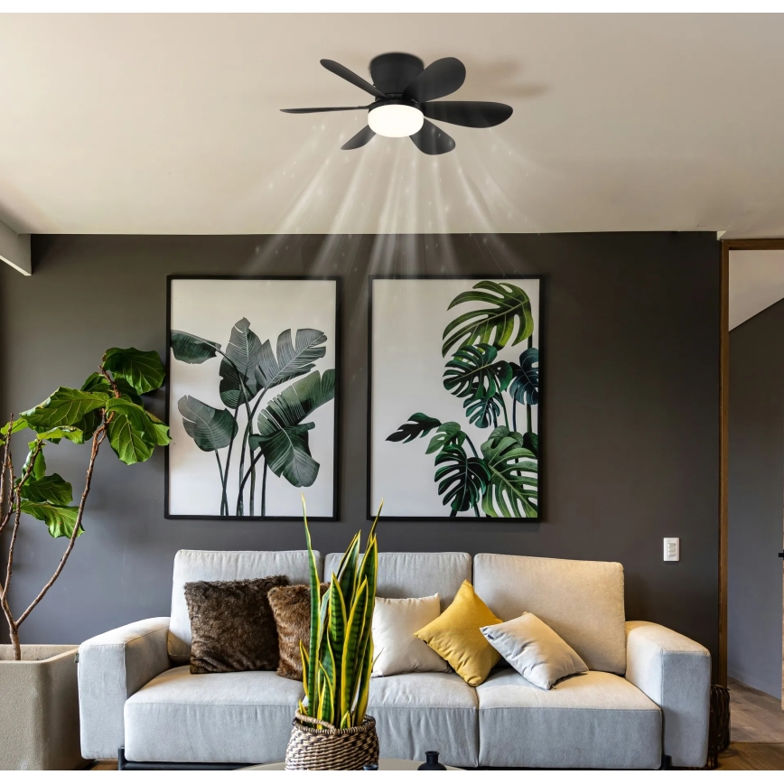 Globo - zatemljiv LED stropni ventilator LED/5W/230V 2700-6500K črna + daljinski upravljalnik