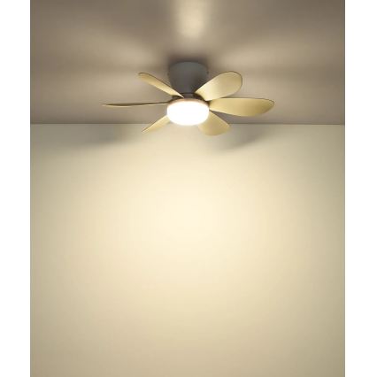 Globo - LED zatemnljiv stropni ventilator LED/5W/230V 2700-6500K bež + daljinski upravljalnik