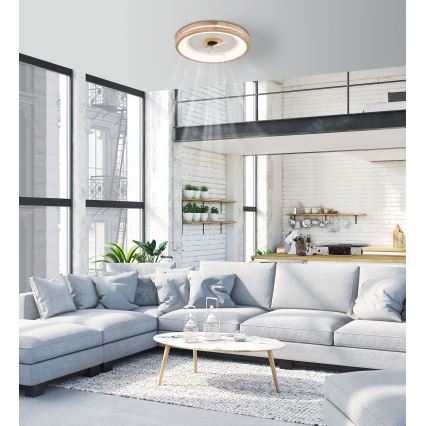 Globo - LED Zatemnitvena stropna svetilka z ventilatorjem LED/30W/230V 2700-6500K rjava + Daljinski upravljalnik