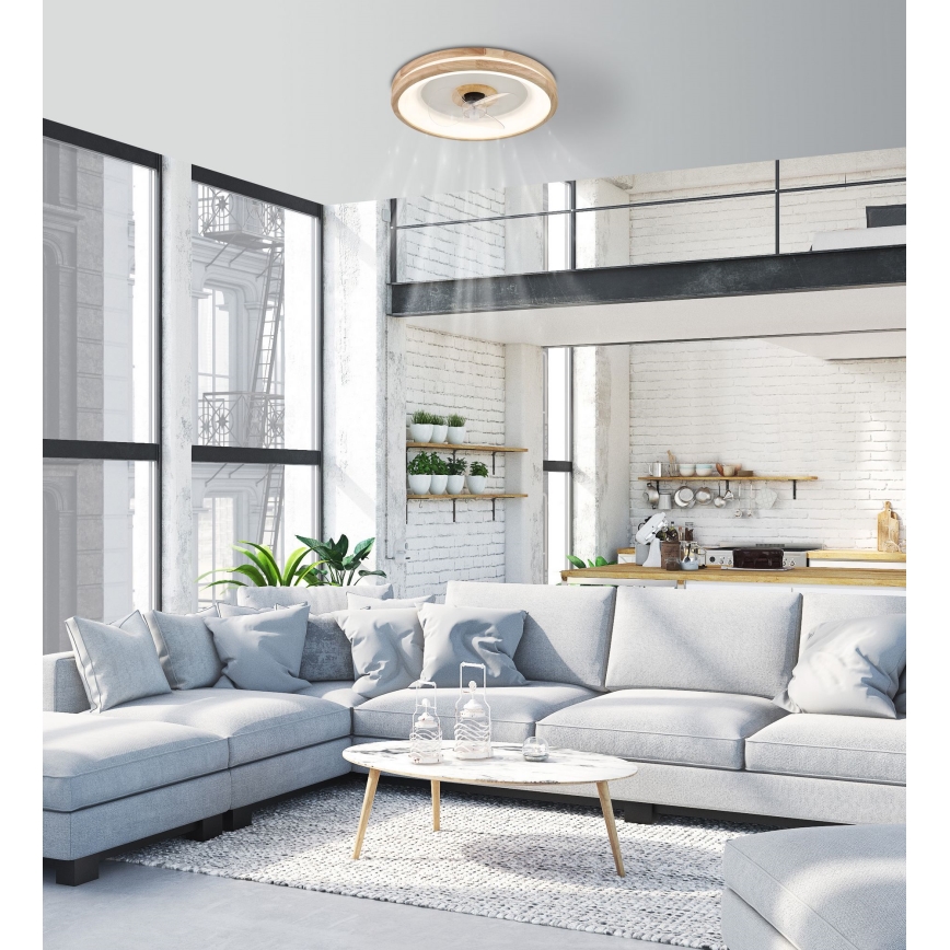 Globo - LED Zatemnitvena stropna svetilka z ventilatorjem LED/30W/230V 2700-6500K rjava + Daljinski upravljalnik