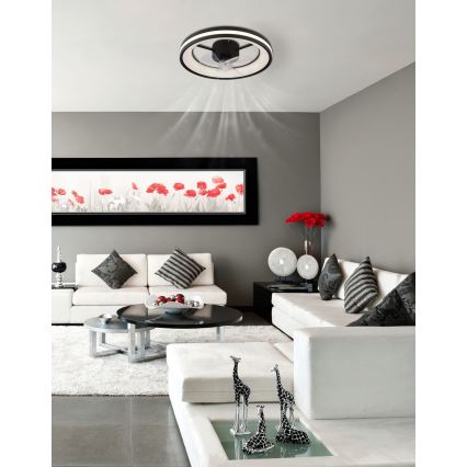 Globo - LED Zatemnitvena stropna svetilka z ventilatorjem LED/30W/230V 2700-6500K črna + Daljinski upravljalnik