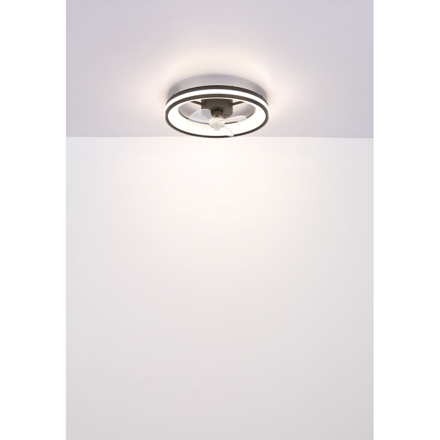 Globo - LED Zatemnitvena stropna svetilka z ventilatorjem LED/30W/230V 2700-6500K črna + Daljinski upravljalnik
