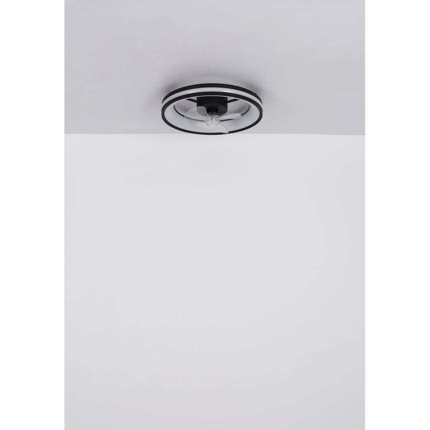 Globo - LED Zatemnitvena stropna svetilka z ventilatorjem LED/30W/230V 2700-6500K črna + Daljinski upravljalnik