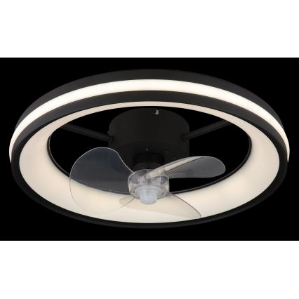 Globo - LED Zatemnitvena stropna svetilka z ventilatorjem LED/30W/230V 2700-6500K črna + Daljinski upravljalnik
