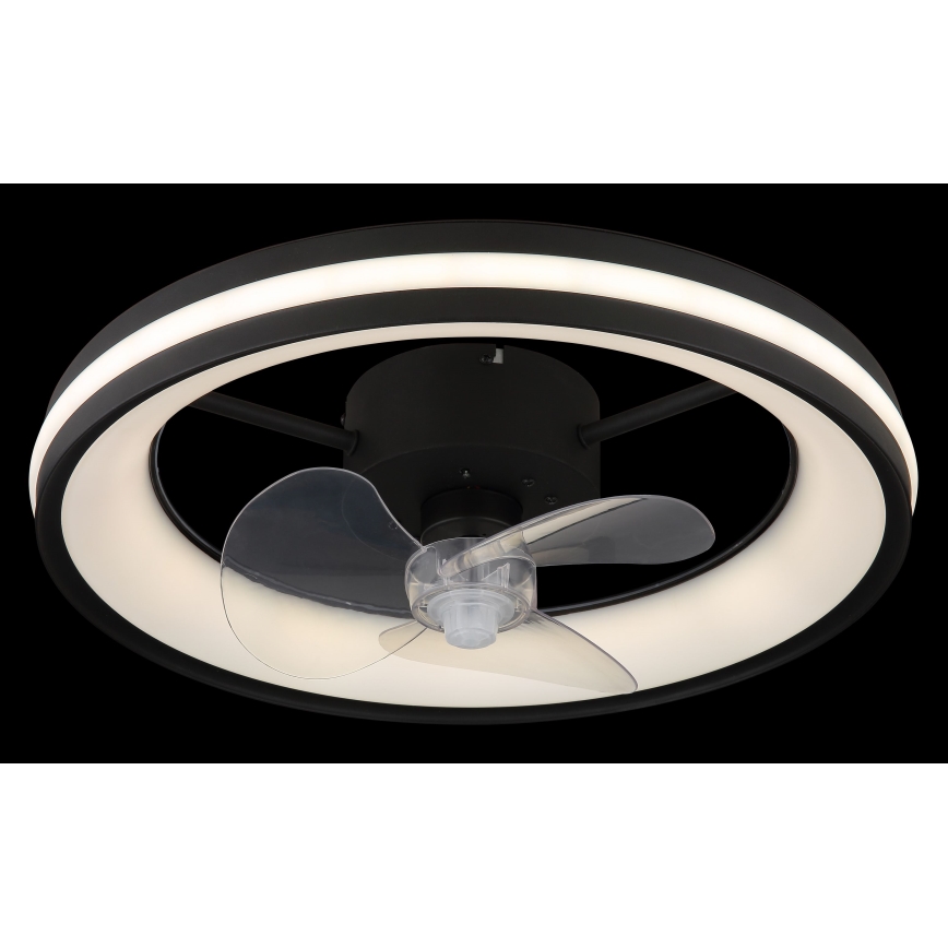 Globo - LED Zatemnitvena stropna svetilka z ventilatorjem LED/30W/230V 2700-6500K črna + Daljinski upravljalnik