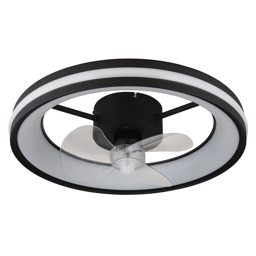 Globo - LED Zatemnitvena stropna svetilka z ventilatorjem LED/30W/230V 2700-6500K črna + Daljinski upravljalnik