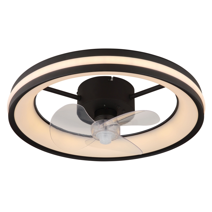 Globo - LED Zatemnitvena stropna svetilka z ventilatorjem LED/30W/230V 2700-6500K črna + Daljinski upravljalnik