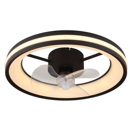 Globo - LED Zatemnitvena stropna svetilka z ventilatorjem LED/30W/230V 2700-6500K črna + Daljinski upravljalnik