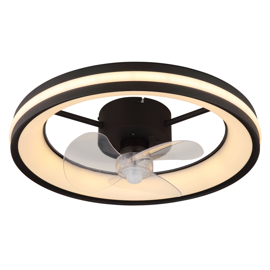 Globo - LED Zatemnitvena stropna svetilka z ventilatorjem LED/30W/230V 2700-6500K črna + Daljinski upravljalnik