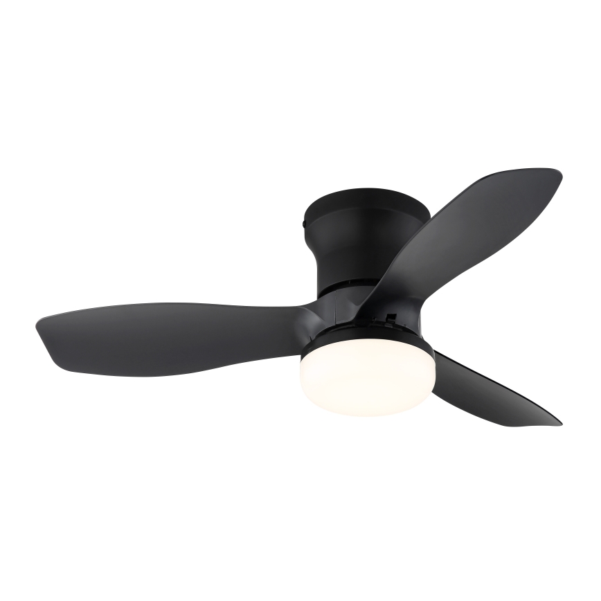 Globo - Stropni ventilator z zatemnitvijo, LED 15 W, 230 V, 2700–6500 K, črn, z daljinskim upravljalnikom