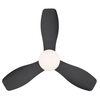 Globo - Stropni ventilator z zatemnitvijo, LED 15 W, 230 V, 2700–6500 K, črn, z daljinskim upravljalnikom