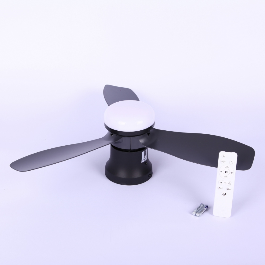 Globo - Stropni ventilator z zatemnitvijo, LED 15 W, 230 V, 2700–6500 K, črn, z daljinskim upravljalnikom