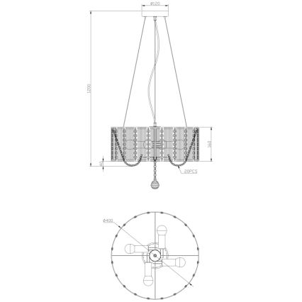 Globo - Kristalni lestenec na vrvici 4xE14/40W/230V