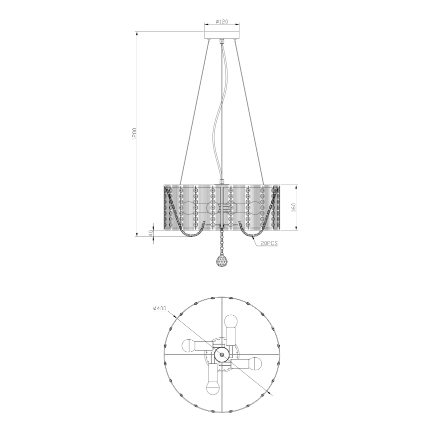Globo - Kristalni lestenec na vrvici 4xE14/40W/230V