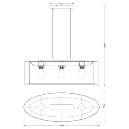 Globo - Lestenec na vrvici 3xE27/60W/230V