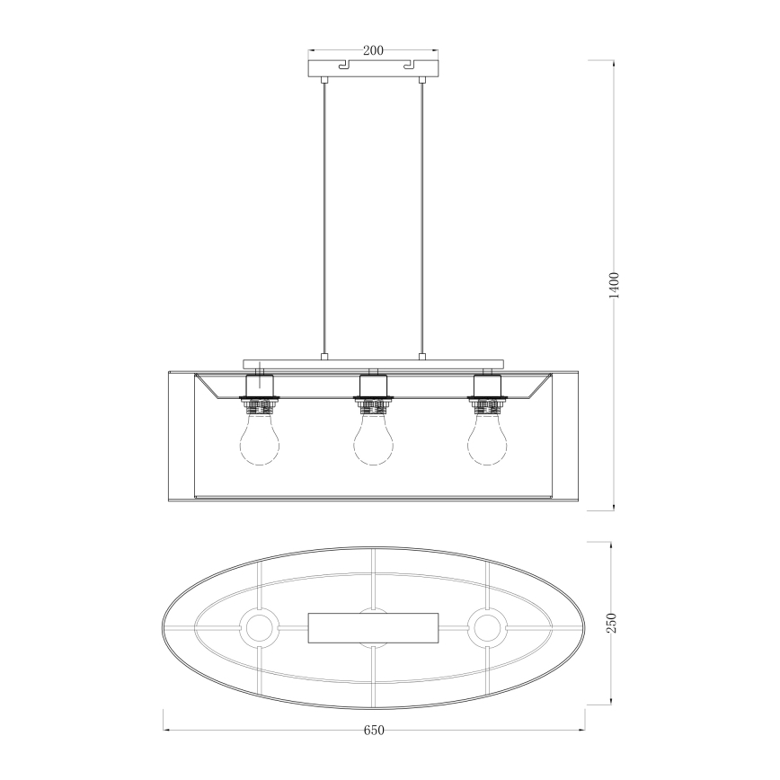 Globo - Lestenec na vrvici 3xE27/60W/230V