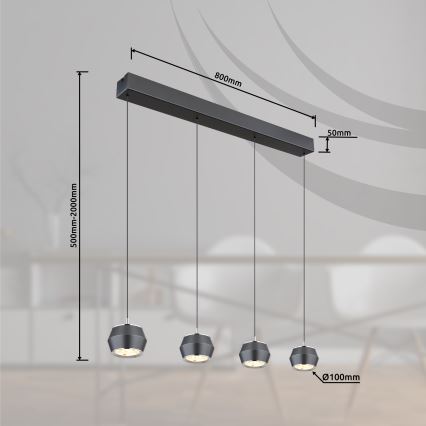 Globo - LED Lestenec na vrvici 4xLED/6W/230V