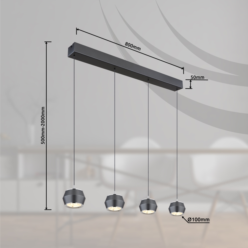 Globo - LED Lestenec na vrvici 4xLED/6W/230V