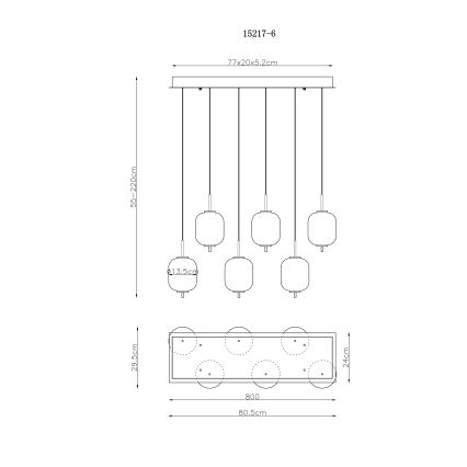 Globo - LED Lestenec na vrvici 6xLED/6,7W/230V