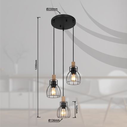 Globo - Lestenec na vrvici 3xE27/40W/230V