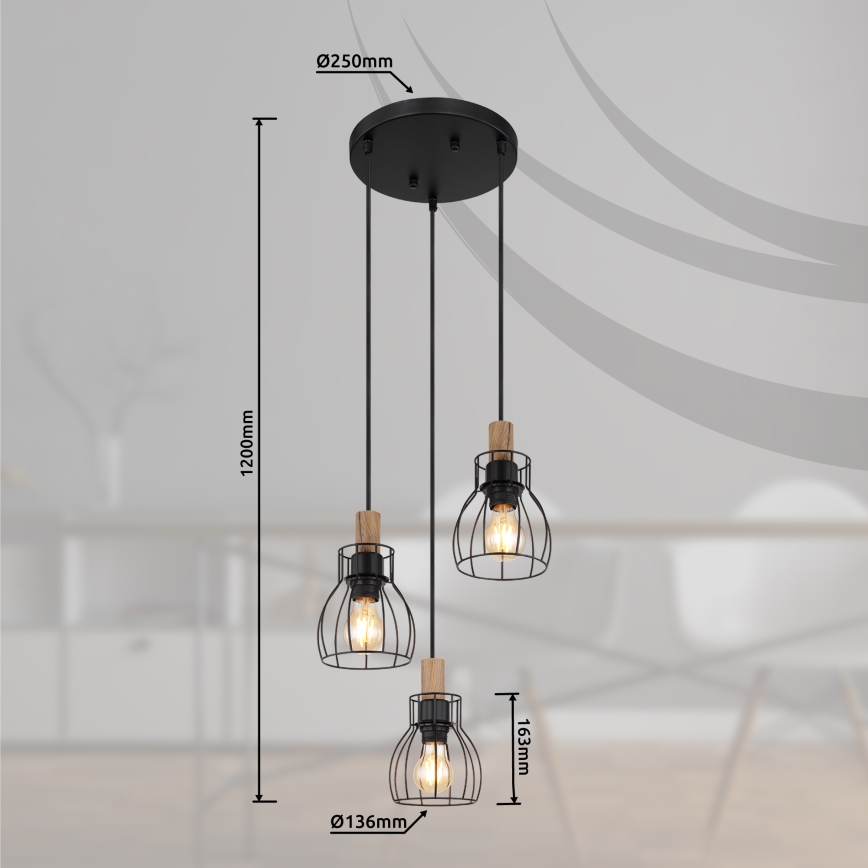 Globo - Lestenec na vrvici 3xE27/40W/230V