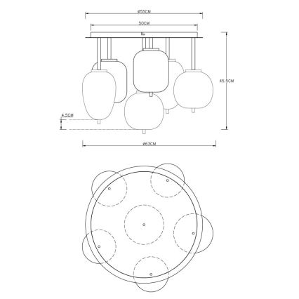 Globo - Nadgradni lestenec 6xE14/40W/230V medenina