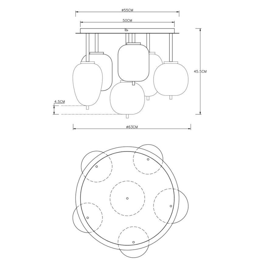 Globo - Nadgradni lestenec 6xE14/40W/230V medenina