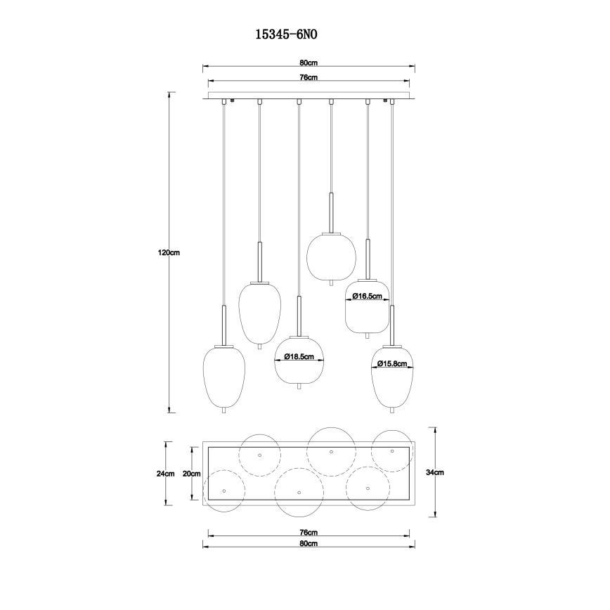 Globo - Lestenec na vrvici 6xE14/40W/230V sijajni krom