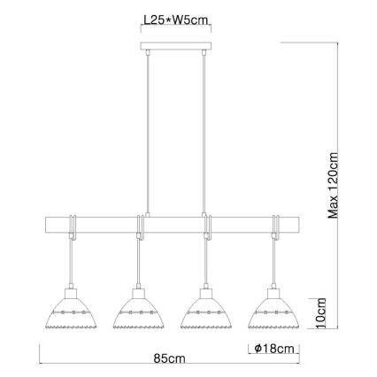 Globo - Lestenec na vrvici 4xE27/60W/230V