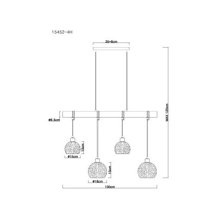 Globo - Lestenec na vrvici 4xE27/40W/230V