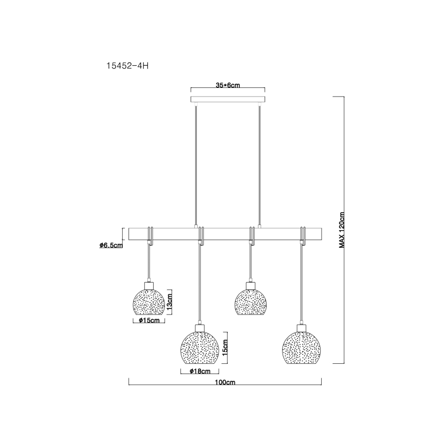 Globo - Lestenec na vrvici 4xE27/40W/230V