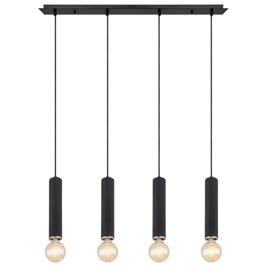 Globo - Lestenec na vrvici 4xE27/60W/230V črni les
