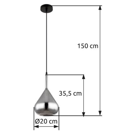 Globo - Lestenec na vrvici 1xE27/60W/230V pr. 20 cm črna