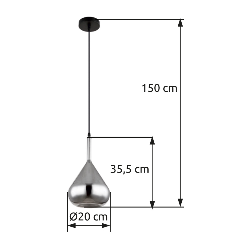 Globo - Lestenec na vrvici 1xE27/60W/230V pr. 20 cm črna