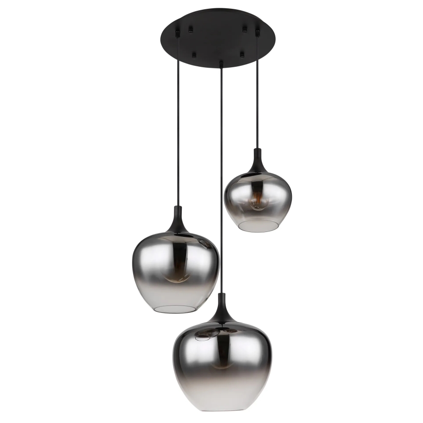 Globo - Lestenec na vrvici 3xE27/40W/230V pr. 48 cm črna