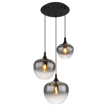 Globo - Lestenec na vrvici 3xE27/40W/230V pr. 48 cm črna