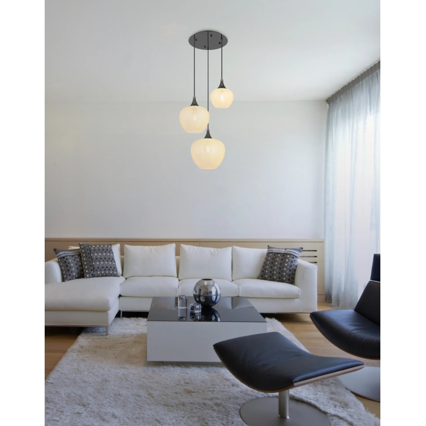 Globo - Lestenec na vrvici 3xE27/40W/230V bela/antracit