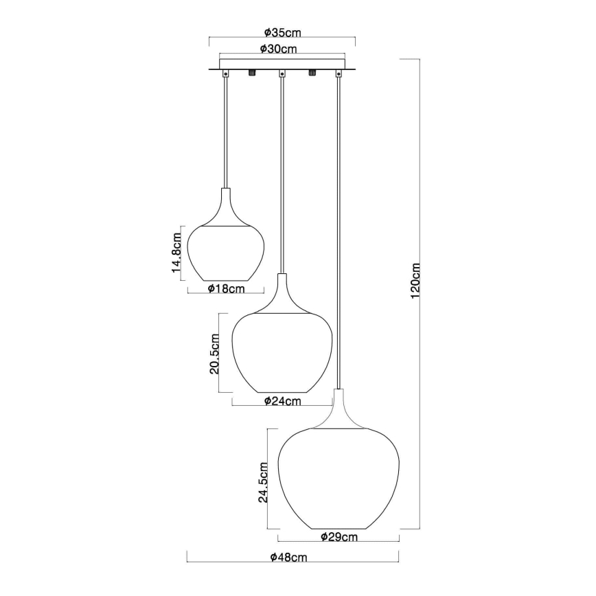 Globo - Lestenec na vrvici 3xE27/40W/230V bela/antracit