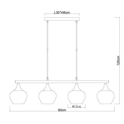 Globo - Lestenec na vrvici 4xE27/40W/230V črna