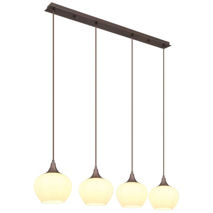 Globo - Lestenec na vrvici 4xE27/40W/230V bela/rjava